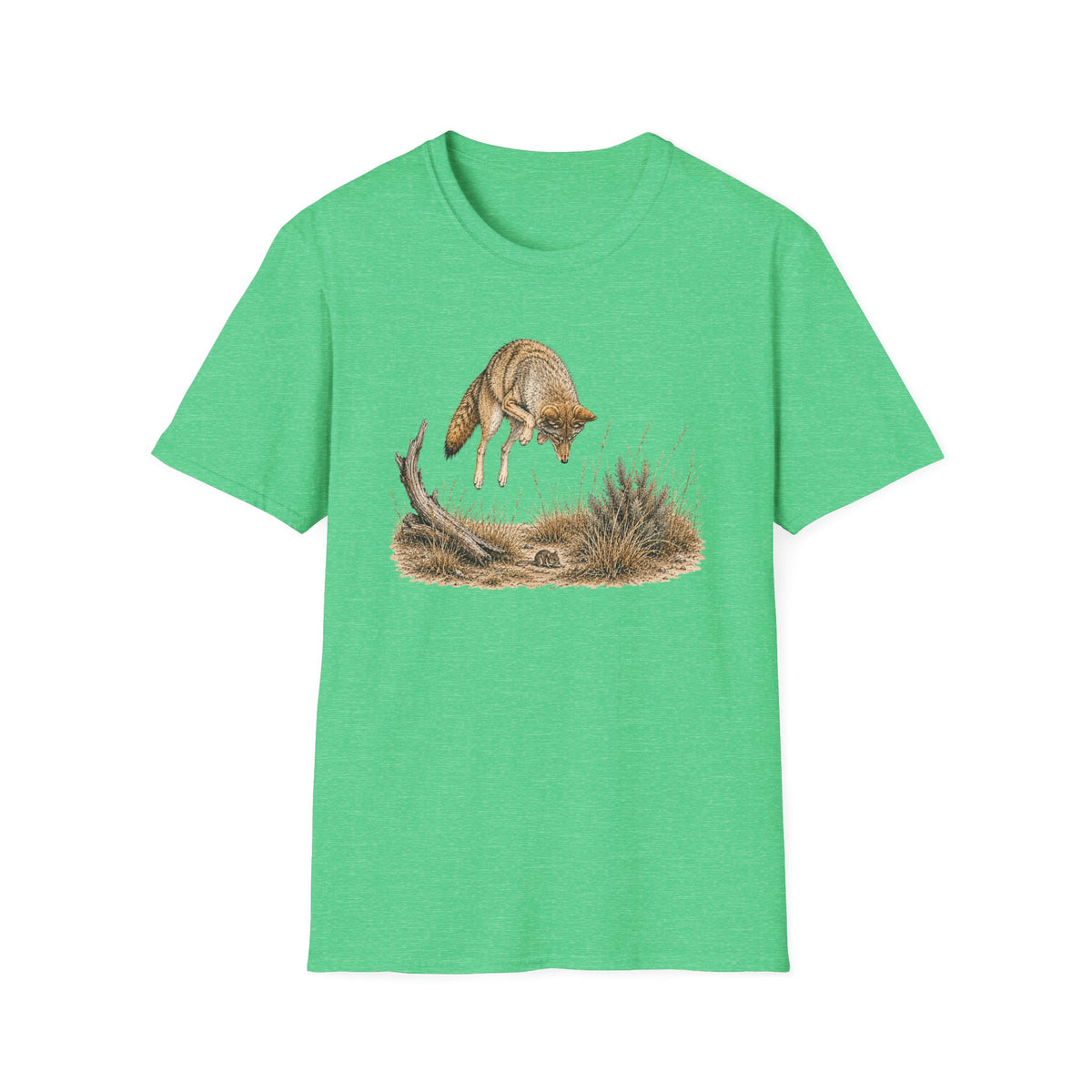 Coyote Pounce Tee – Watercolor-and-Ink Style Coyote