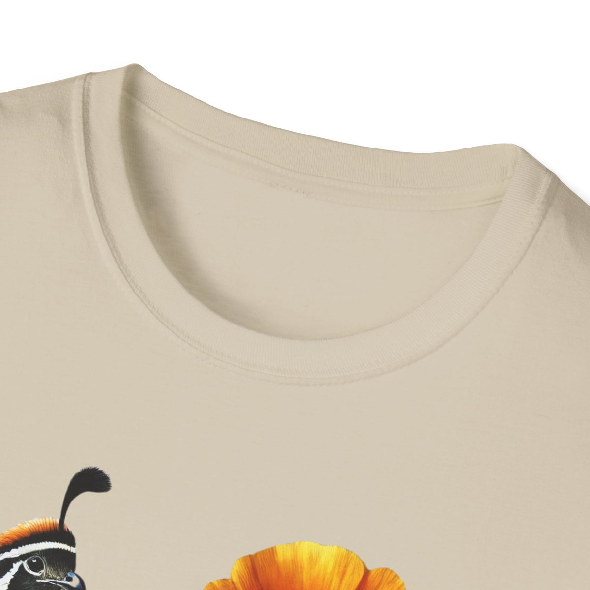 California Quail & Poppy Tee – State Bird and State Flower
