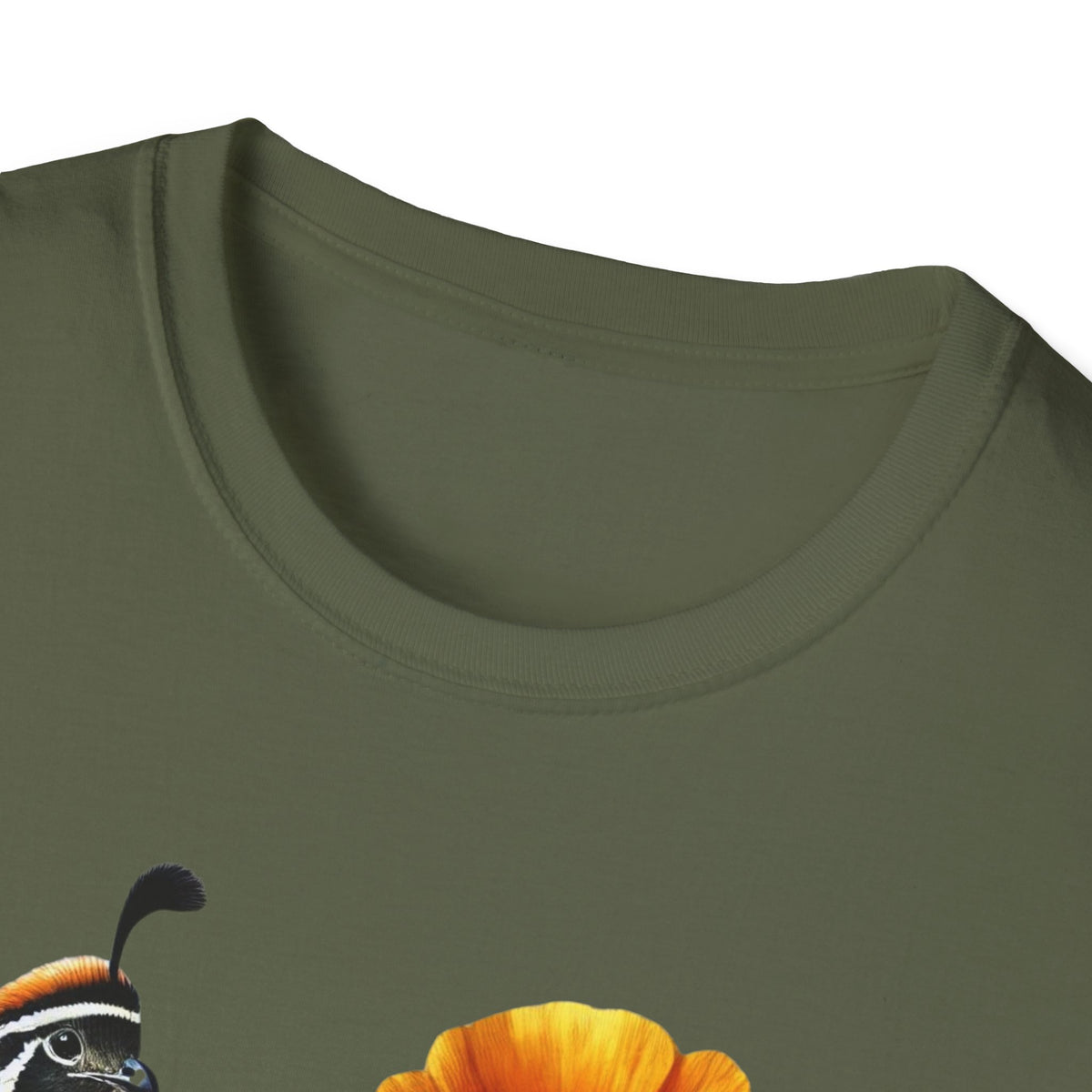California Quail & Poppy Tee – State Bird and State Flower