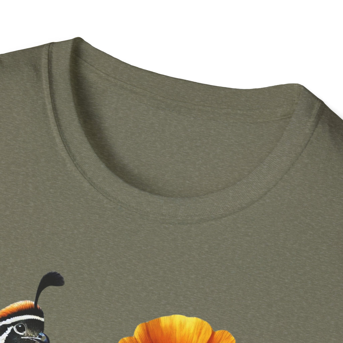 California Quail & Poppy Tee – State Bird and State Flower