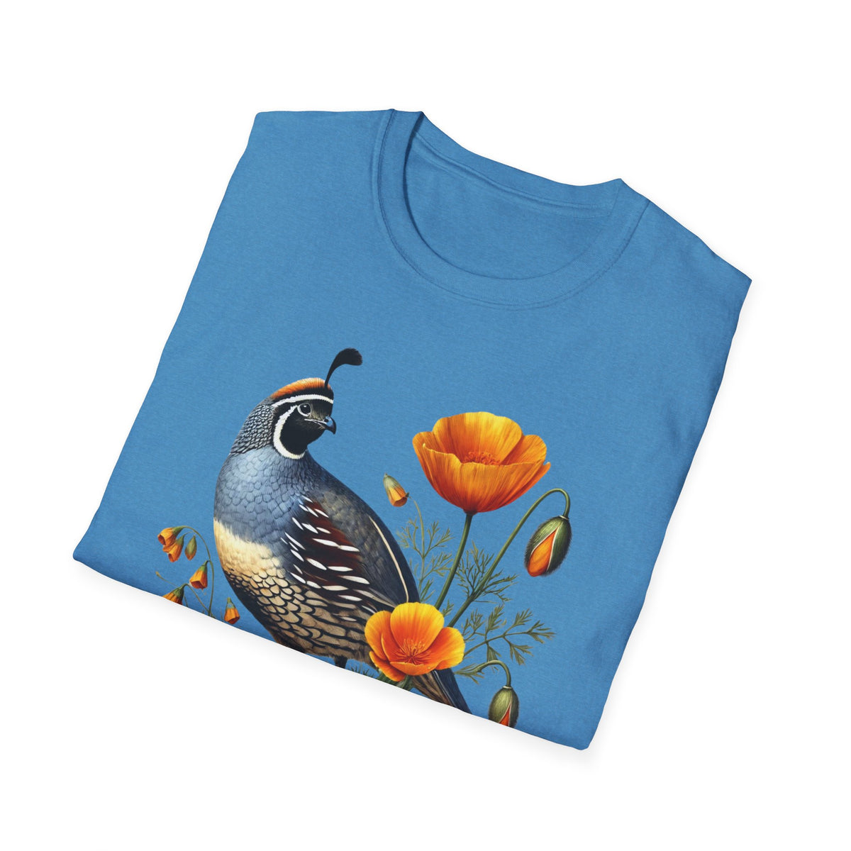 California Quail & Poppy Tee – State Bird and State Flower