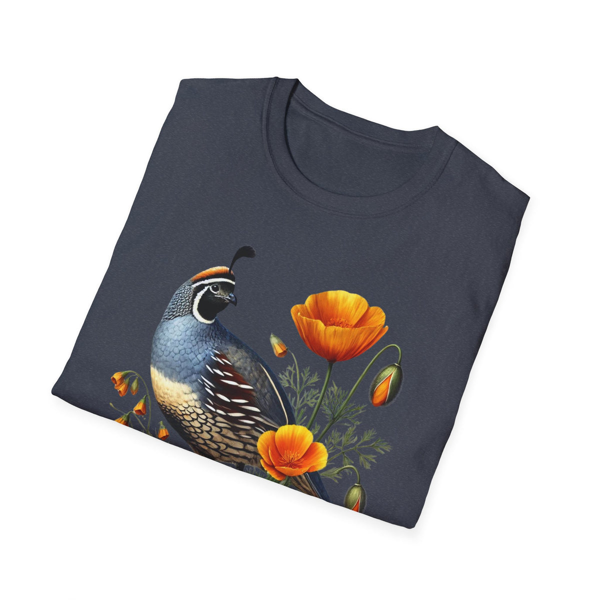 California Quail & Poppy Tee – State Bird and State Flower