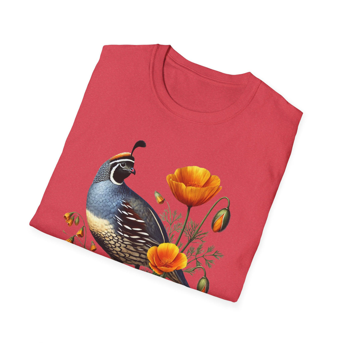 California Quail & Poppy Tee – State Bird and State Flower
