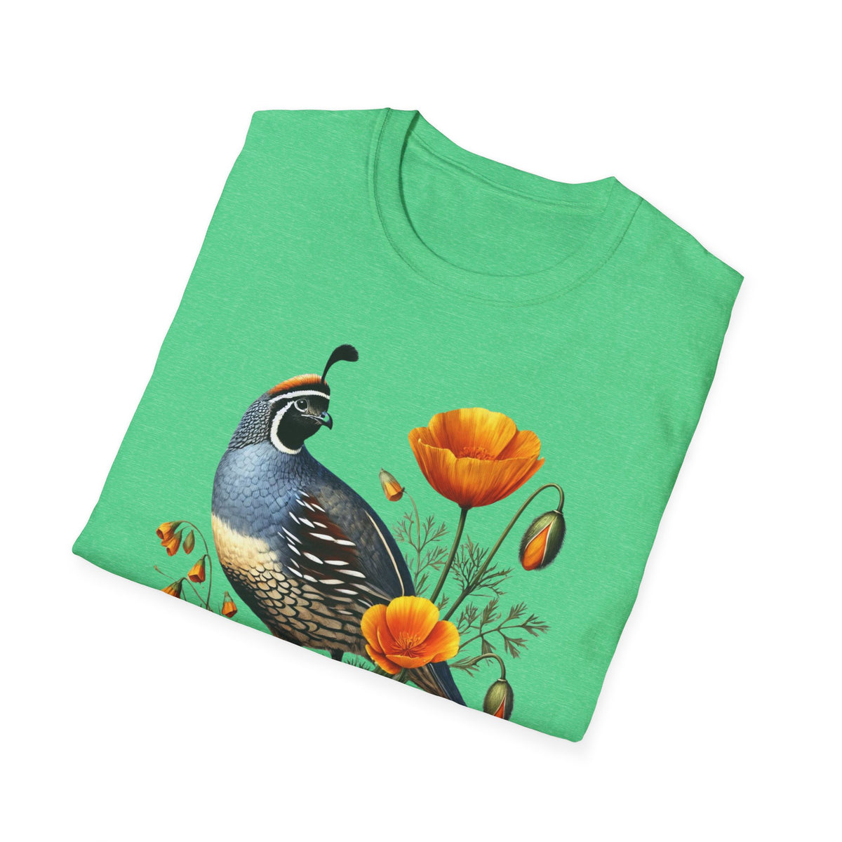 California Quail & Poppy Tee – State Bird and State Flower