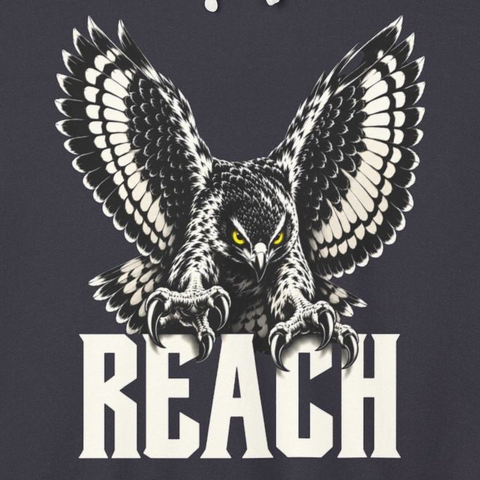 Reach Hawk Hoodie — hawk eye on garment